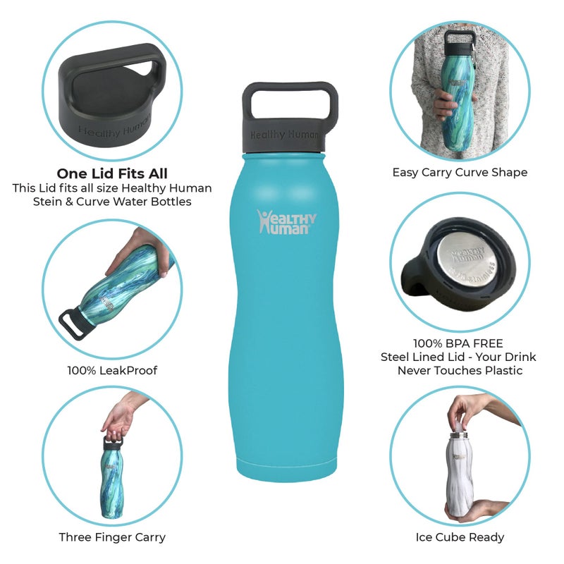 Healthy Human Stainless Steel Curve Water Bottle | 100% BPA Free Thermos for Kids & Adults | Vacuum Insulated Water Bottles | Metal Bottles with Leak Proof Lid (21 oz/ 621 ML, Glacier) - Image 5